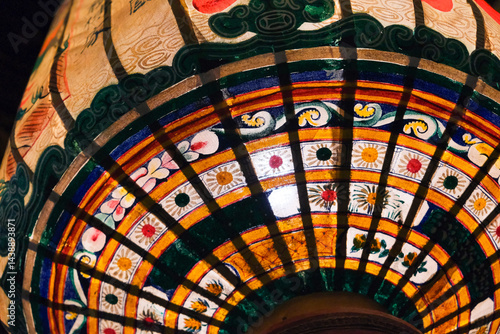 Hand-painted traditional Peranakan (Baba Nyonya) lantern with floral and geometric motif from a heritage home in Melaka, Malaysia