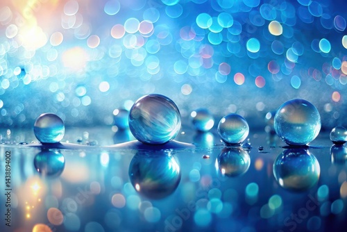 Wallpaper Mural Reflective Spheres on a Shimmering, Aquatic Surface with a Dreamlike, Bokeh Background Torontodigital.ca