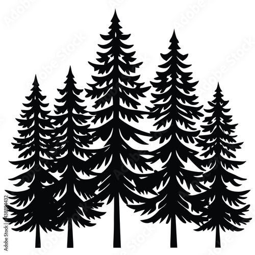 Larch trees icon set isolated on white background