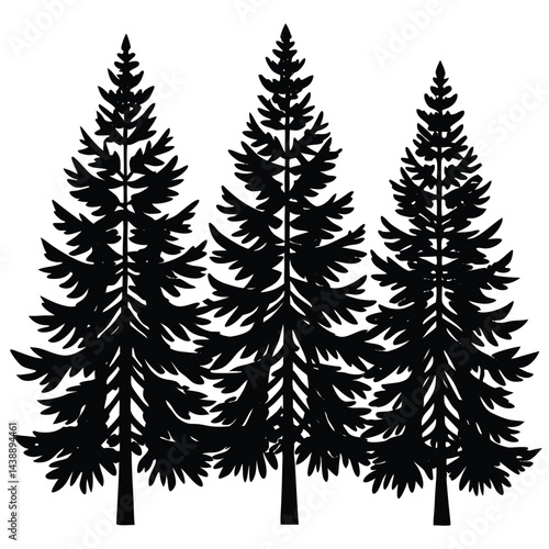 Larch trees icon set isolated on white background
