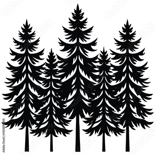 Larch trees icon set isolated on white background