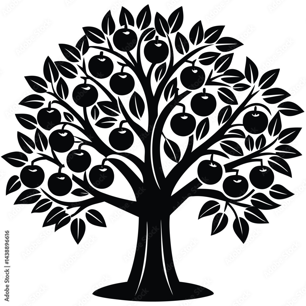 Obraz premium Orange trees icon set isolated on white background