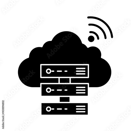 cloud computing vector glyph flat icon  . vector illustration, pictogram isolated on white background. color editable
