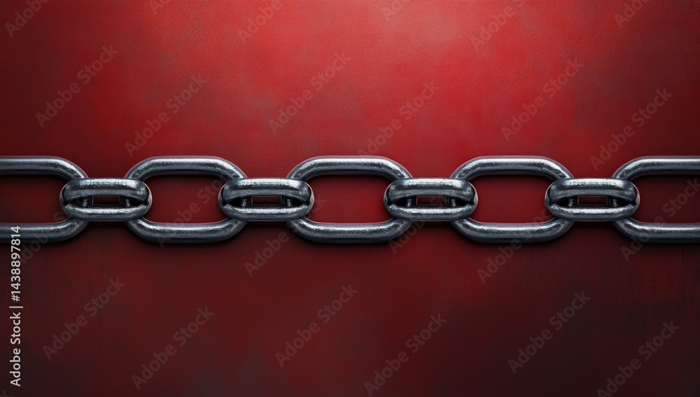 Obraz premium Metal chain on a red background