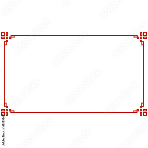 Chinese Frame Border. Red Asian red knot frames and borders. Korean, chinese and japanese knot vector embellishment. Chinese red pattern ornaments and asian oriental corner frames or geometric borders