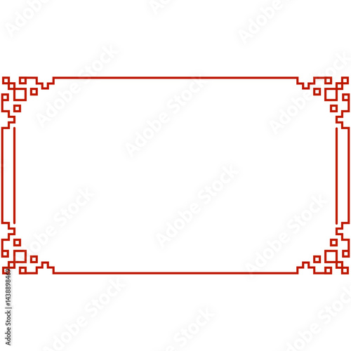 Chinese Frame Border. Red Asian red knot frames and borders. Korean, chinese and japanese knot vector embellishment. Chinese red pattern ornaments and asian oriental corner frames or geometric borders