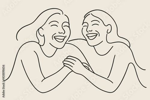 Two Women Sharing Joyful Laughter Against a Soft Background  