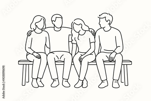 Friends Supporting Each Other Sitting on a Bench  