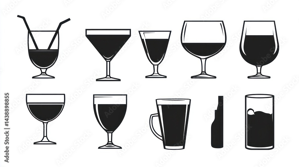 Cocktail & Drinkware Illustrations Cocktail & Drinkware Illustrations