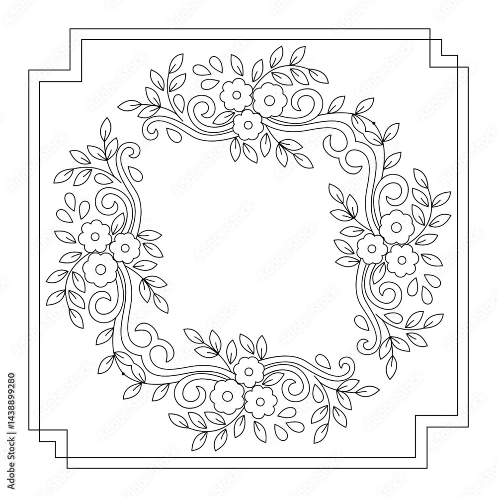 frame with flowers and leaves frame with flowers and leaves