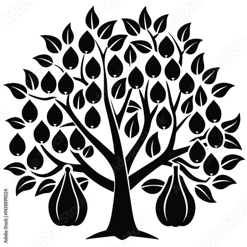 Pear trees icon set isolated on white background