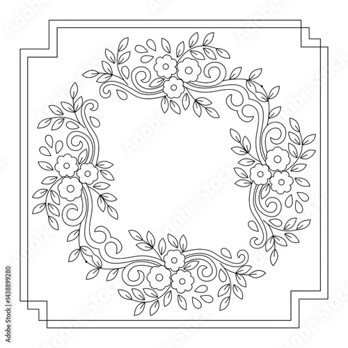frame with flowers and leaves