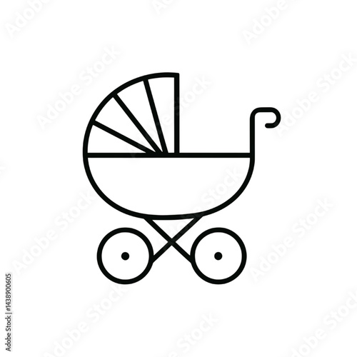 Minimalist Baby Stroller Icon for Nursery and Parenting Designs