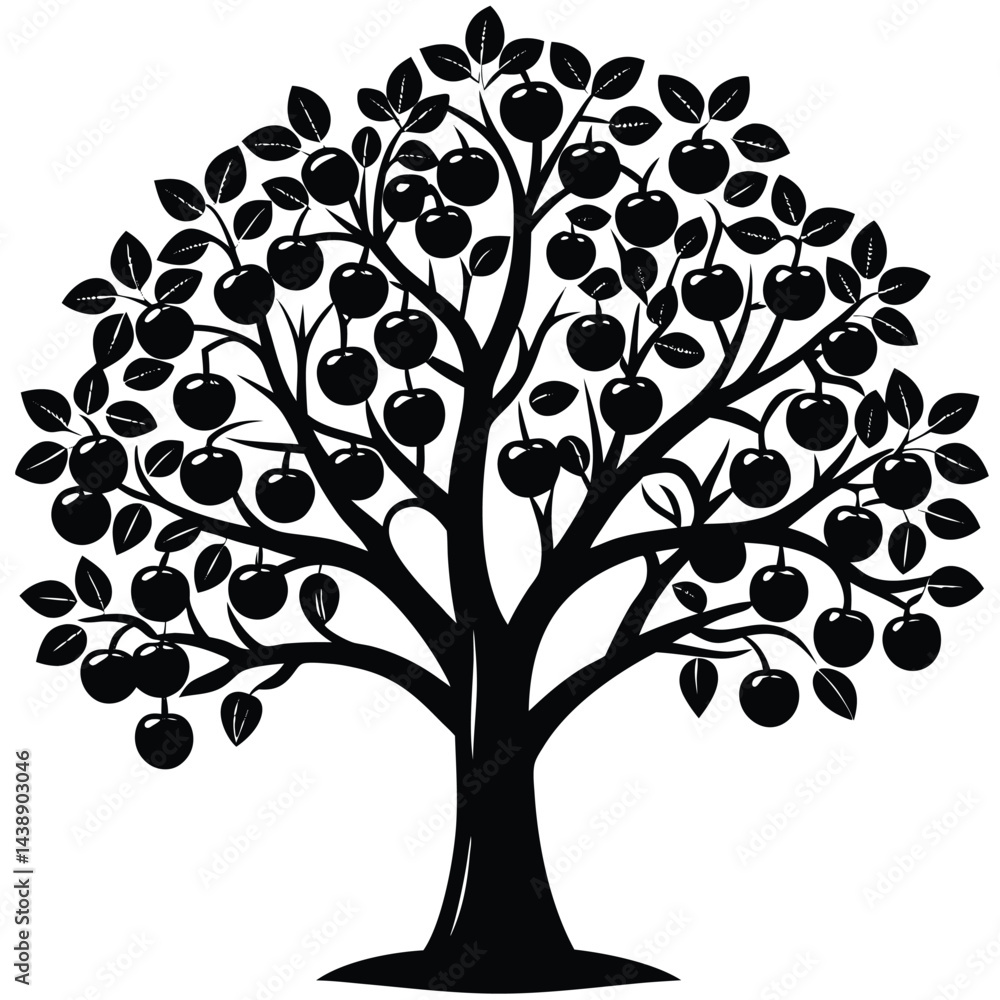 Obraz premium Plum trees icon set isolated on white background