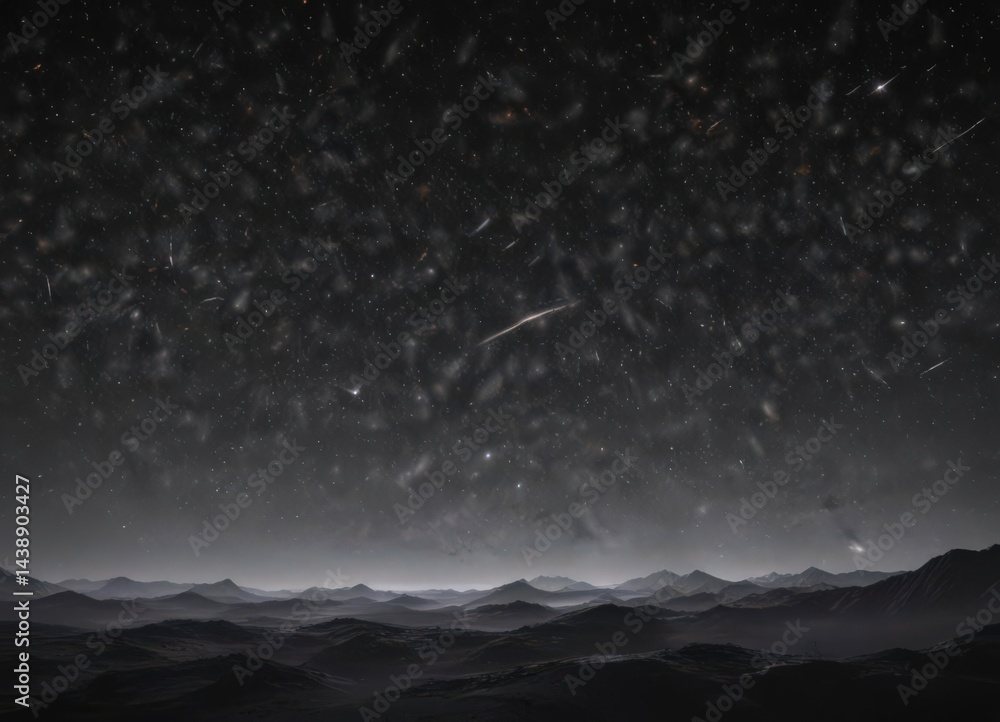 Fototapeta premium Vast, inky black sky speckled with diamond-like stars, cosmic, constellation