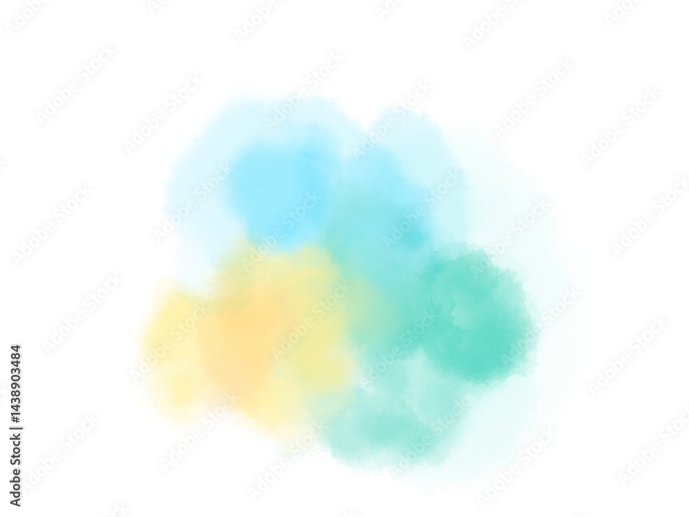 黄色と水色とライトグリーンのもこもこふんわりあしらいイラスト素材 黄色と水色とライトグリーンのもこもこふんわりあしらいイラスト素材