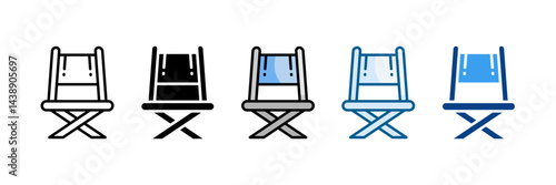 Directors Chair Icon Set Multiple Style Collection