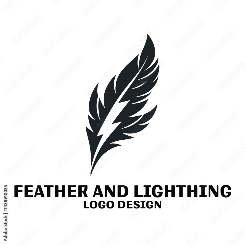 Feather And Lighthing Vector Logo Design Feather And Lighthing Vector Logo Design