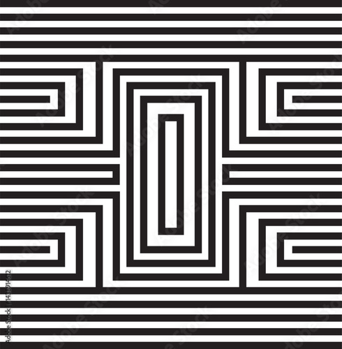 X shape illusion Abstract op art background,black and white lines stripe