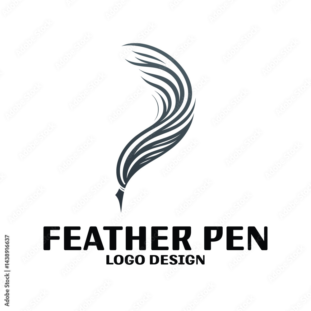 Obraz premium Feather Pen Vector Logo Design