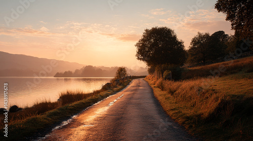 Fototapeta Naklejka Na Ścianę i Meble -  Explore scenic lake district road trip at sunrise or sunset for travel and nature photography lovers