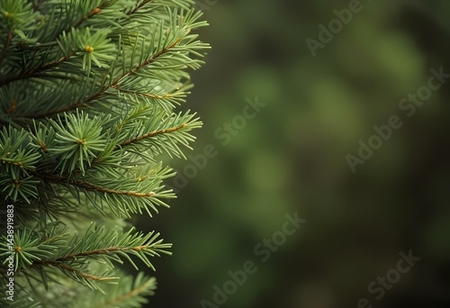 Obraz na płótnie Green pine tree branches with blurred background w salonie