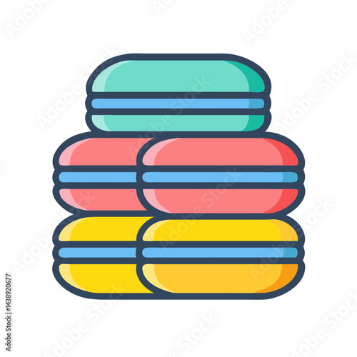 Colorful Macarons Stack Icon Design