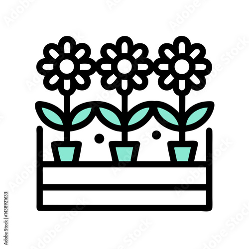 Flowering Plants in Box Icon Design