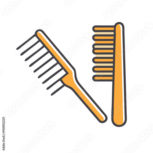Hair Comb and Brush Set Icon Design