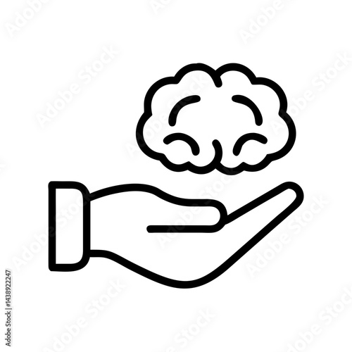 Hand Holding Brain Knowledge Icon Design