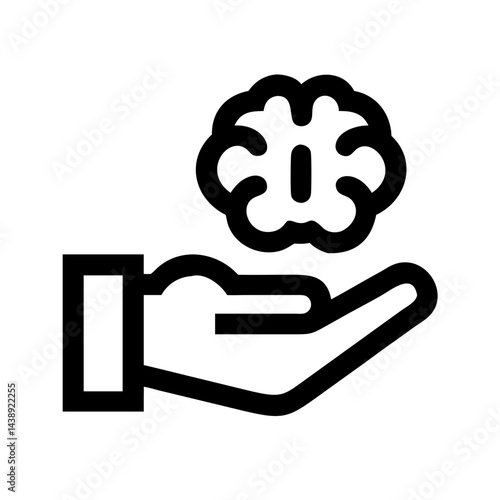 Hand Holding Brain Knowledge Icon Design