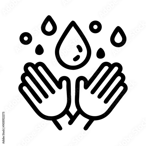Handwashing with Water Drops Icon Design