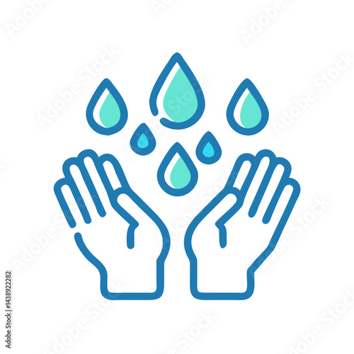 Handwashing with Water Drops Icon Design
