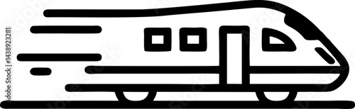 Stylized speedy modern train whizzing by