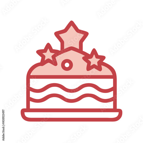 Pastry Cake with Star Decoration Icon Design