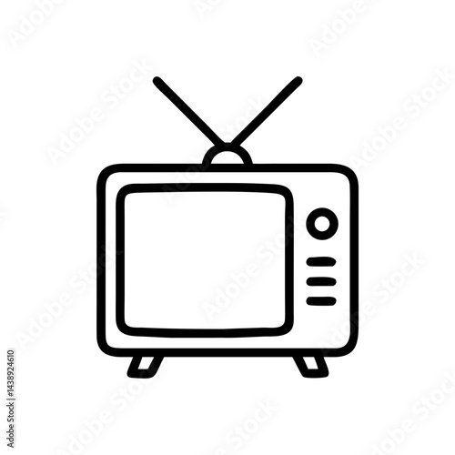 Television with Antenna Retro Icon Design