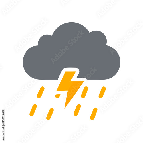 Thunderstorm Weather Cloud with Lightning Icon Design
