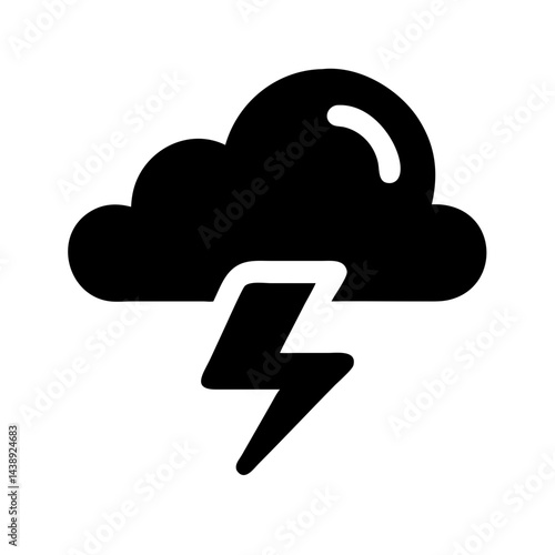 Thunderstorm Weather Cloud with Lightning Icon Design