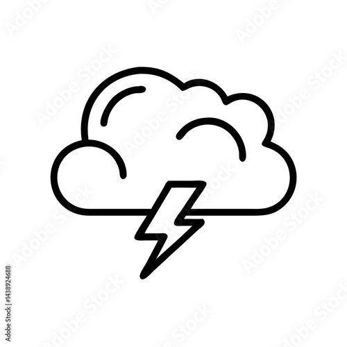 Thunderstorm Weather Cloud with Lightning Icon Design
