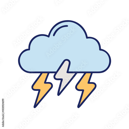 Thunderstorm Weather Cloud with Lightning Icon Design