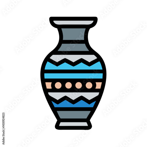 Traditional Vase with Artwork Icon Design