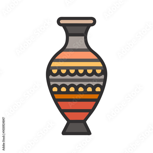 Traditional Vase with Artwork Icon Design