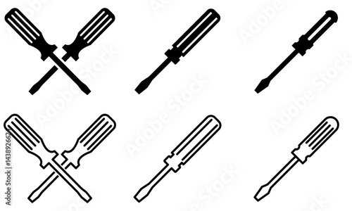 Precision Screwdriver Tool Icon in technical vector illustration with measurement indicators, ideal for hardware documentation, DIY project guides and tool manufacturer specifications