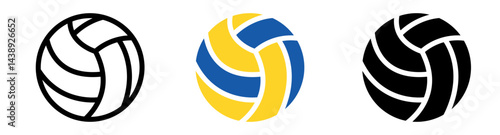 Volleyball Sports Icon Collection featuring players, equipment, court elements and game actions in clean vector format perfect for sports apps, athletic presentations and tournament promotions