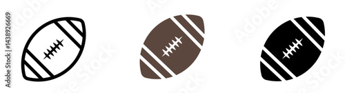 American Football Ball Vector Illustration Icon Set of Sport Equipment, Game Ball Symbols, Flat Design Icons for Sports Branding, Team Graphics, Web Banners, Infographics, and Digital Art