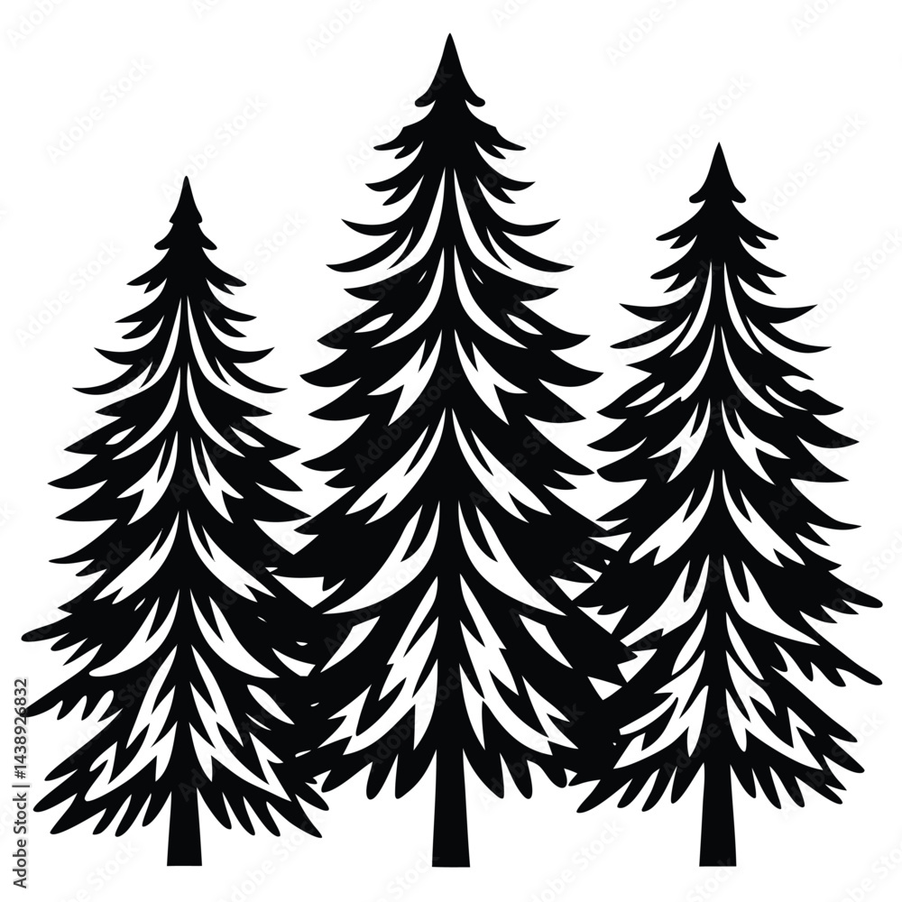 Tamarack trees icon set on white background Tamarack trees icon set on white background
