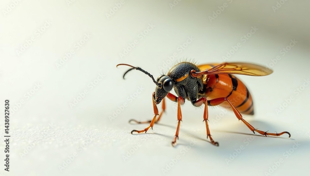 Naklejka premium Close-up of a single insect on pure white background, macro, animal