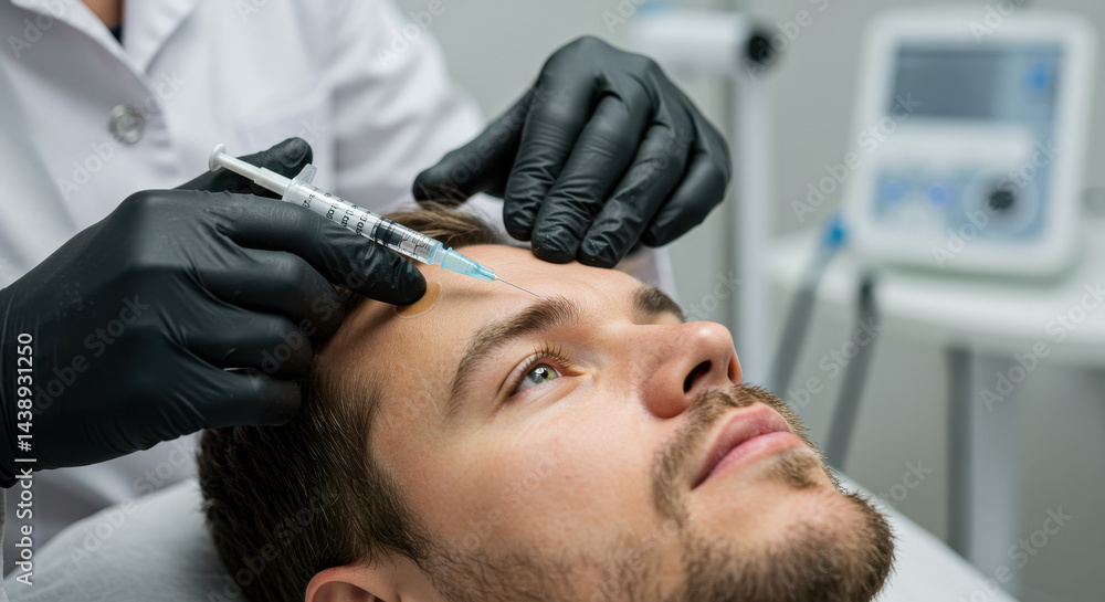 Fototapeta premium Botox Injection: Wrinkle Reduction, Anti-Aging Treatment for Men, Cosmetic Procedure, Aesthetic Clinic