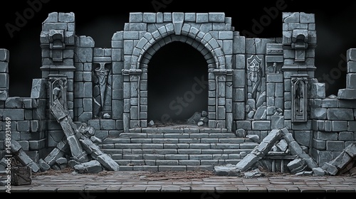 Obraz na płótnie Ruined stone archway w salonie