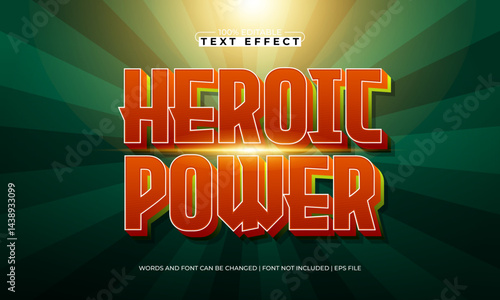 heroic power editable text effect with a hero and super text style